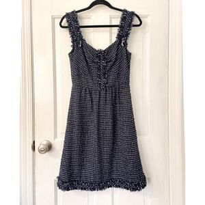 CHANEL Tweed Dress with Fringe Detail